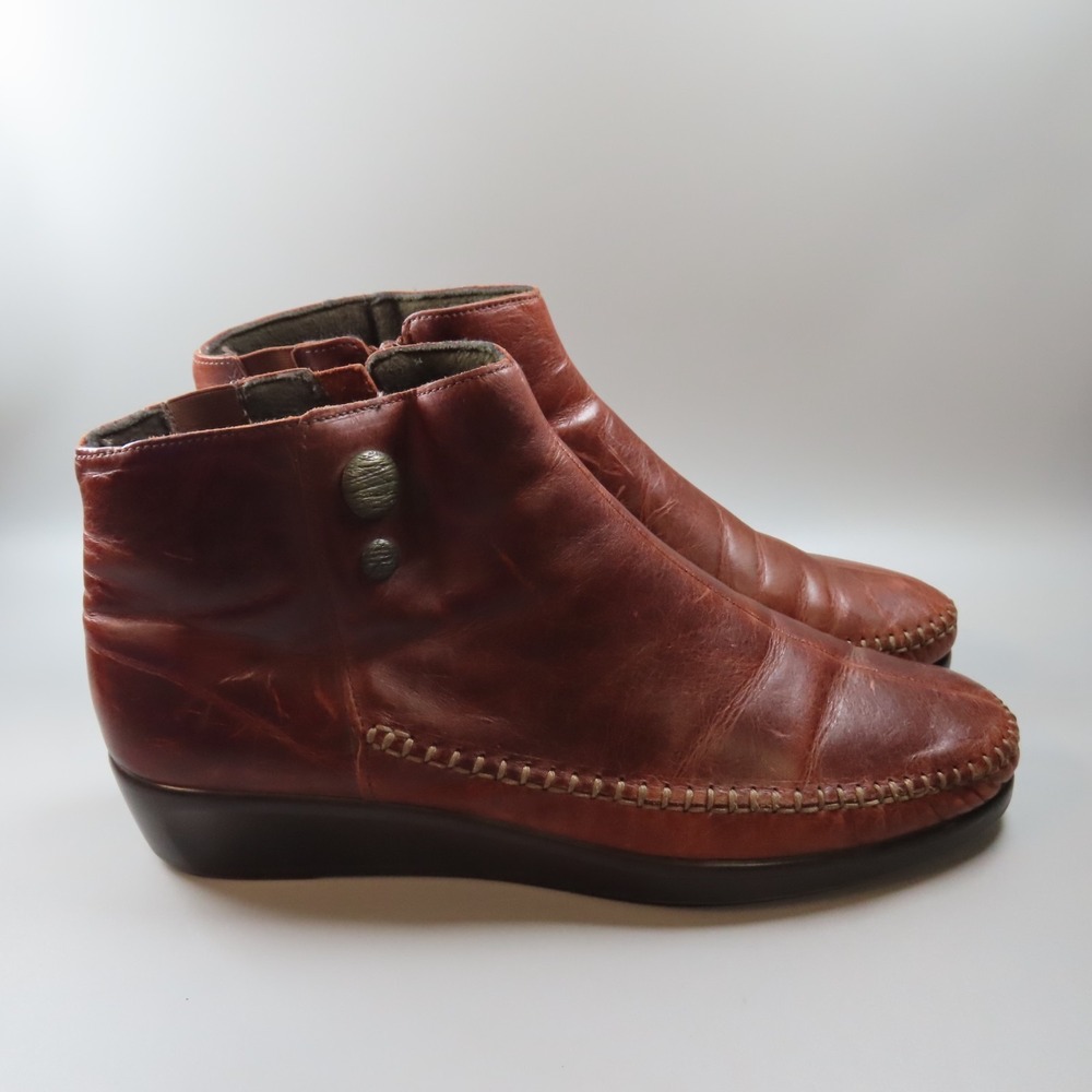 SAS Jade Women's Sz 12N Ankle Boots Brown Leather Zip Up Tripad Comfort Booties
